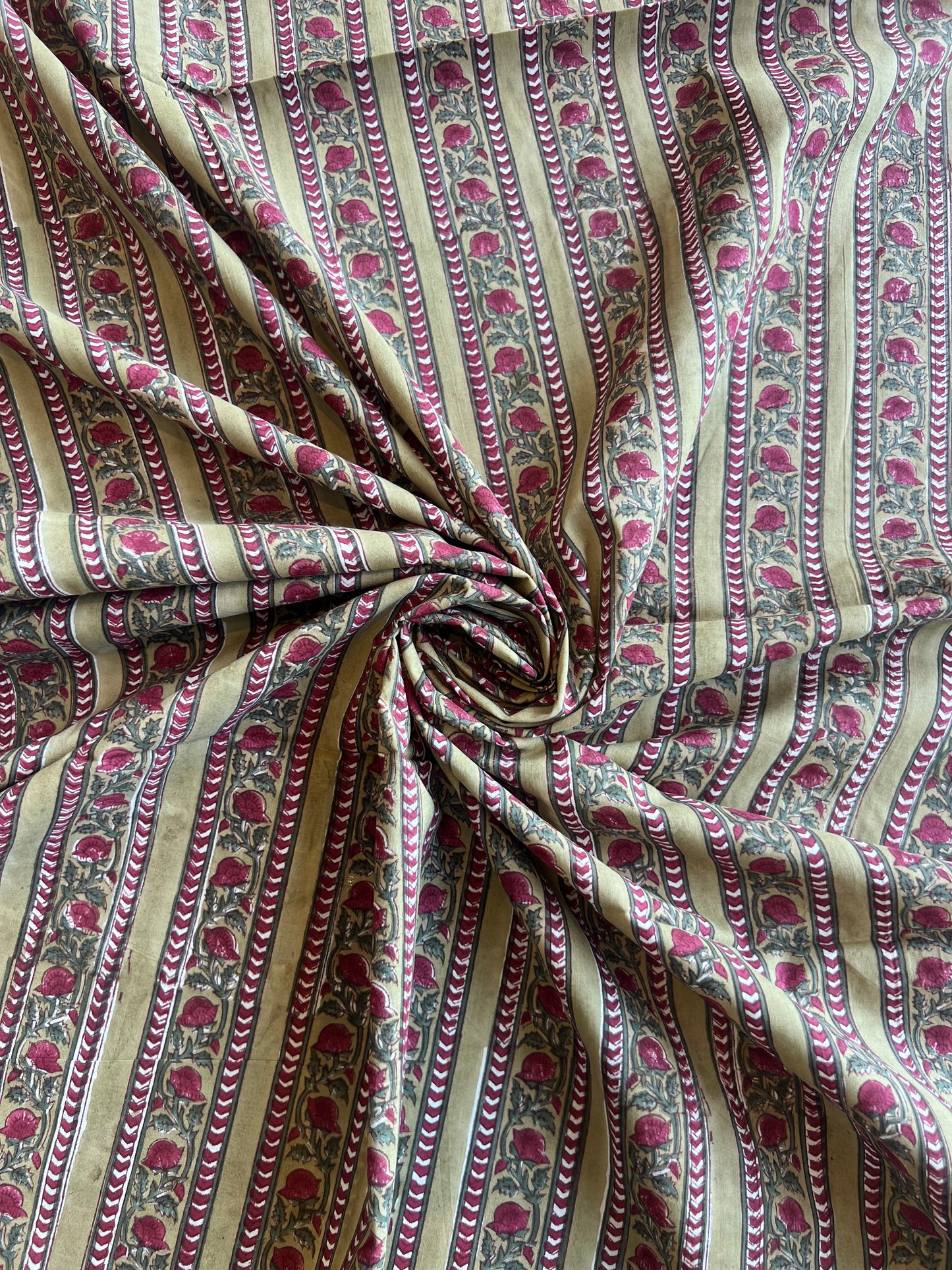 Pure Cotton Hand Block Printed Fabric