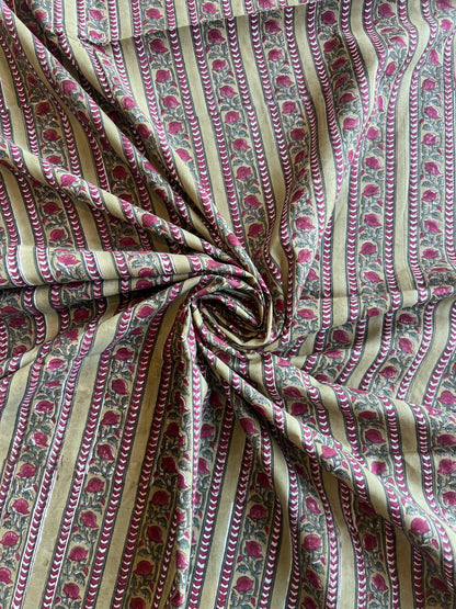 Pure Cotton Hand Block Printed Fabric