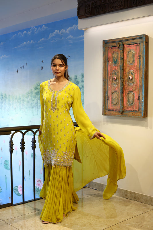 Lime Chinon Sharara Set