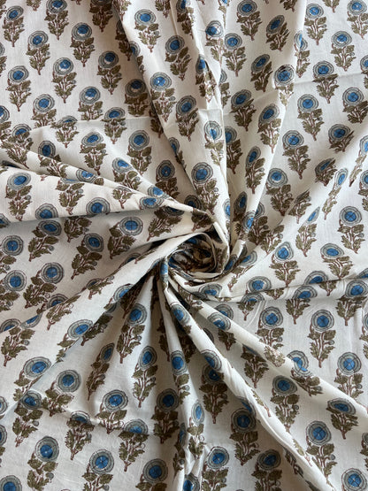 Pure Cotton Hand Block Printed Fabric