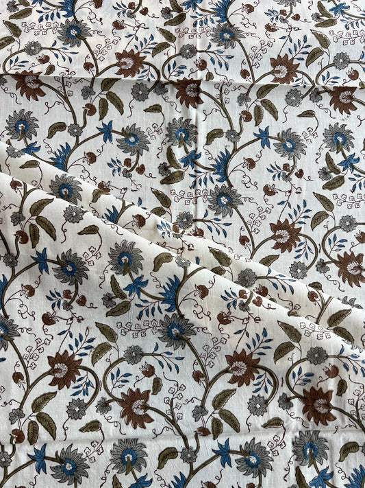 Pure Cotton Hand Block Printed Fabric