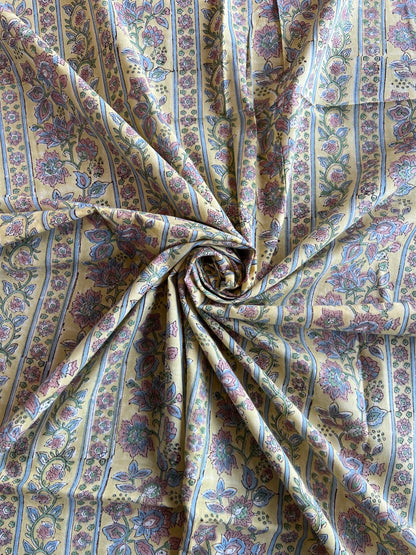Pure Cotton Hand Block Printed Fabric