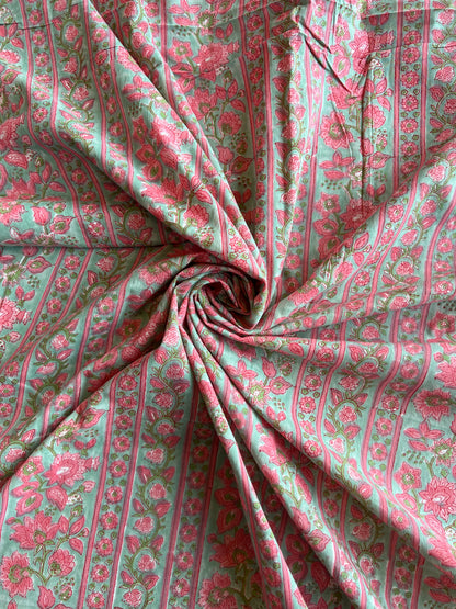 Pure Cotton Hand Block Printed Fabric