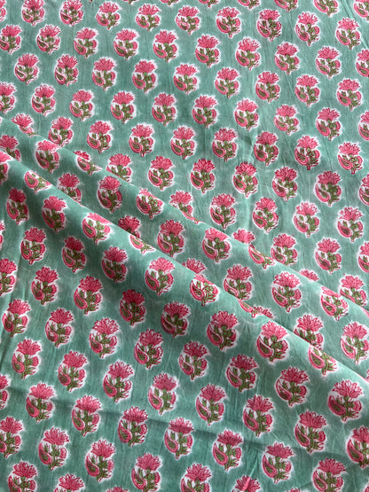 Pure Cotton Hand Block Printed Fabric