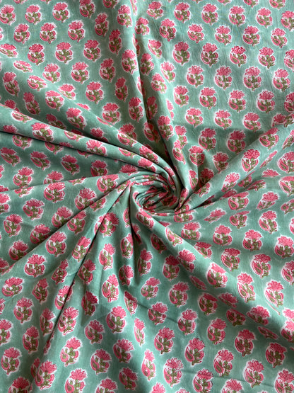 Pure Cotton Hand Block Printed Fabric