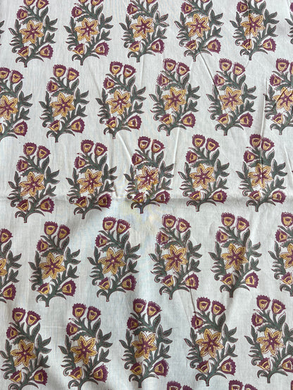 Pure Cotton Hand Block Printed Fabric