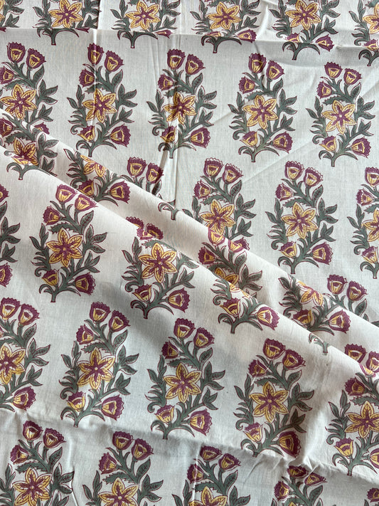 Pure Cotton Hand Block Printed Fabric