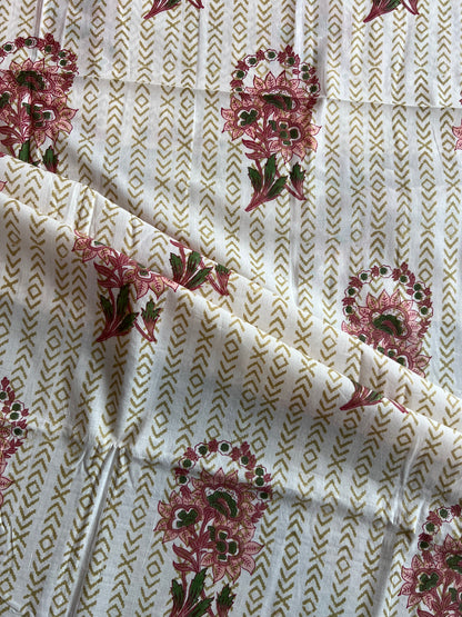 Pure Cotton Hand Block Printed Fabric