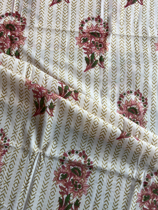 Pure Cotton Hand Block Printed Fabric