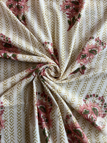 Pure Cotton Hand Block Printed Fabric