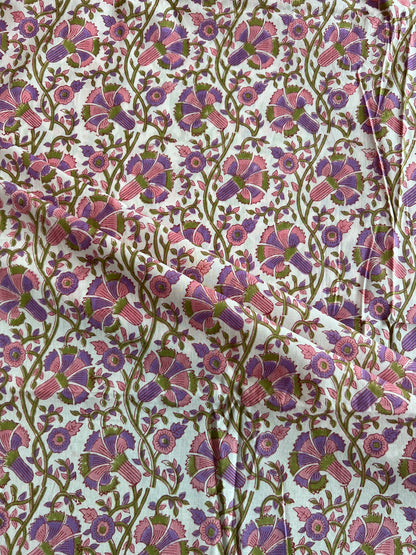 Pure Cotton Hand Block Printed Fabric