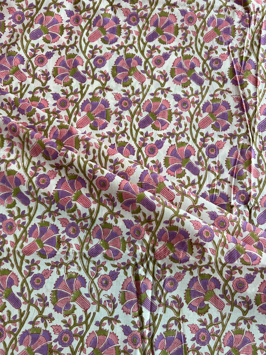 Pure Cotton Hand Block Printed Fabric