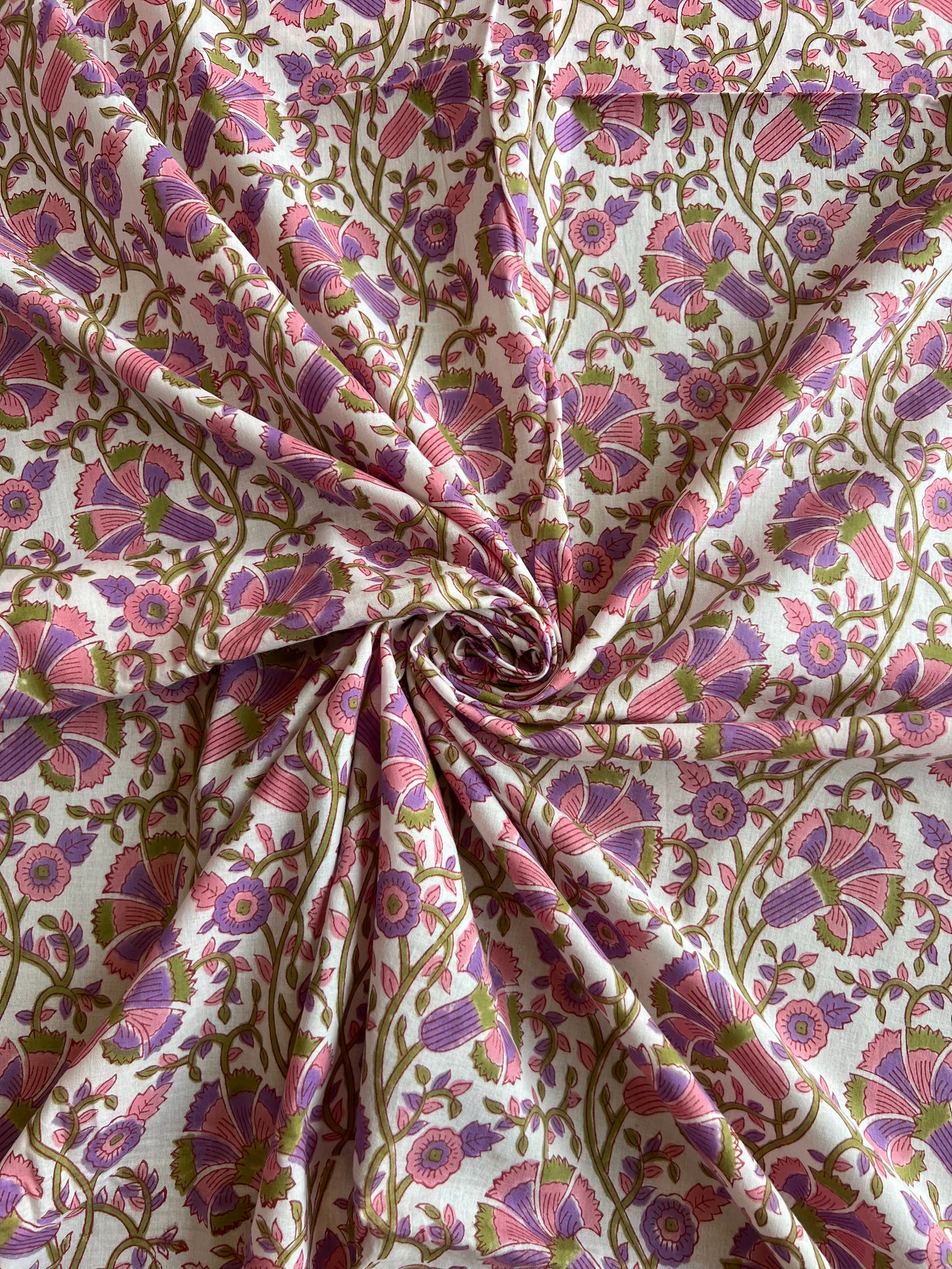 Pure Cotton Hand Block Printed Fabric