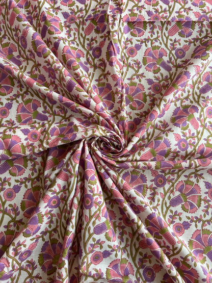 Pure Cotton Hand Block Printed Fabric