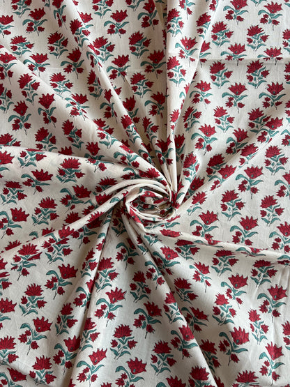 Pure Cotton Hand Block Printed Fabric