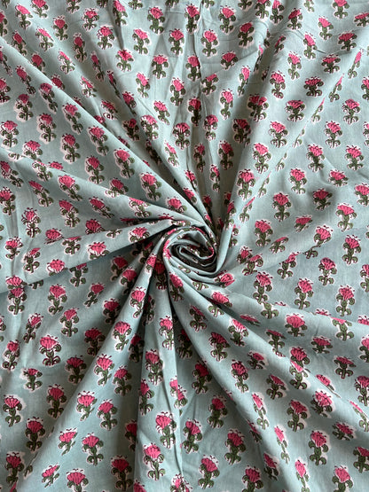Pure Cotton Hand Block Printed Fabric