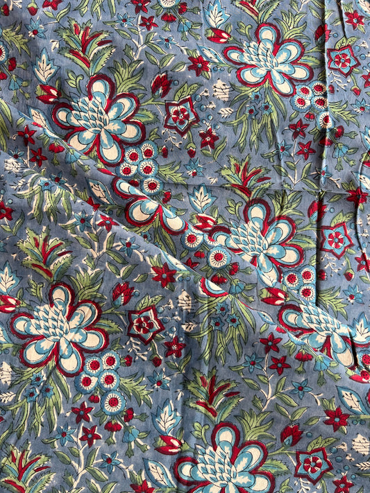 Pure Cotton Hand Block Printed Fabric