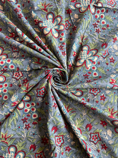 Pure Cotton Hand Block Printed Fabric