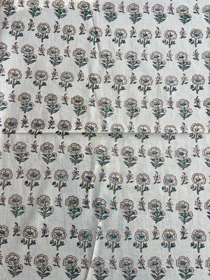 Pure Cotton Hand Block Printed Fabric