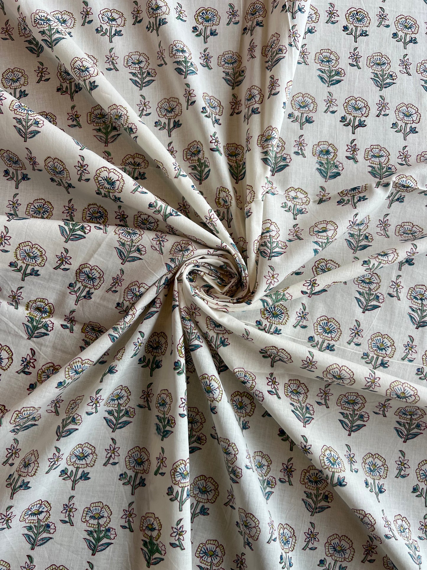 Pure Cotton Hand Block Printed Fabric