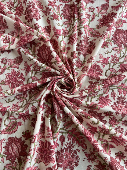 Pure Cotton Hand Block Printed Fabric