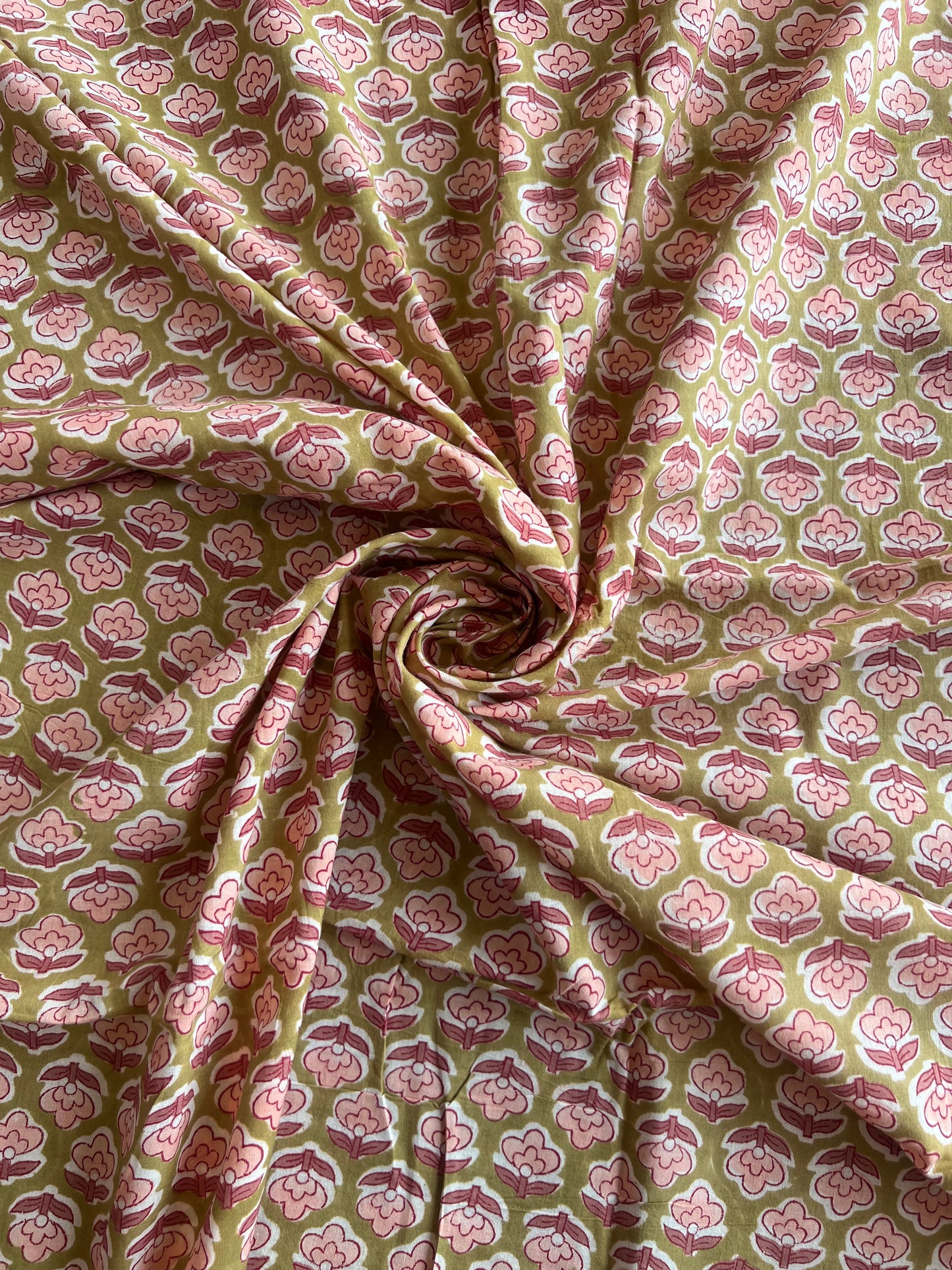 Pure Cotton Hand Block Printed Fabric