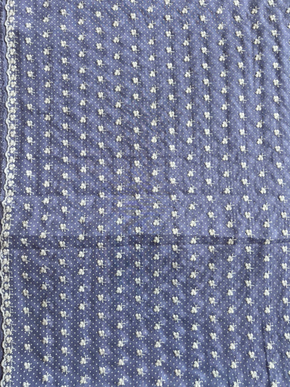 Lavander Polka Dots Buti Embroidered Cotton Voile Fabric