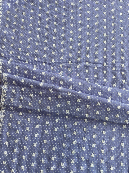 Lavander Polka Dots Buti Embroidered Cotton Voile Fabric