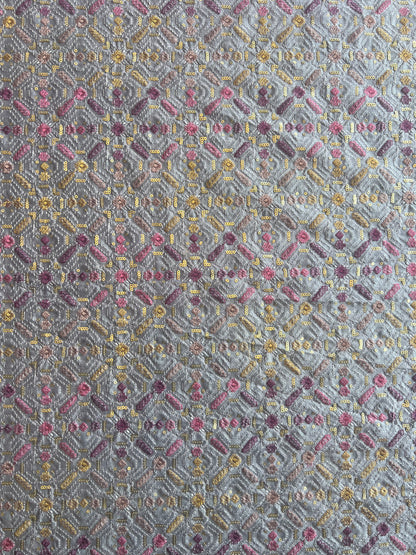 Lavander Sequence Geometrical Embroidery Silk Fabric
