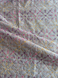 Lavander Sequence Geometrical Embroidery Silk Fabric
