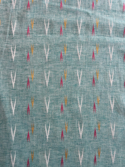 Blue Self Weaved Cotton Ikat Fabric