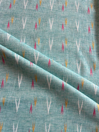 Blue Self Weaved Cotton Ikat Fabric