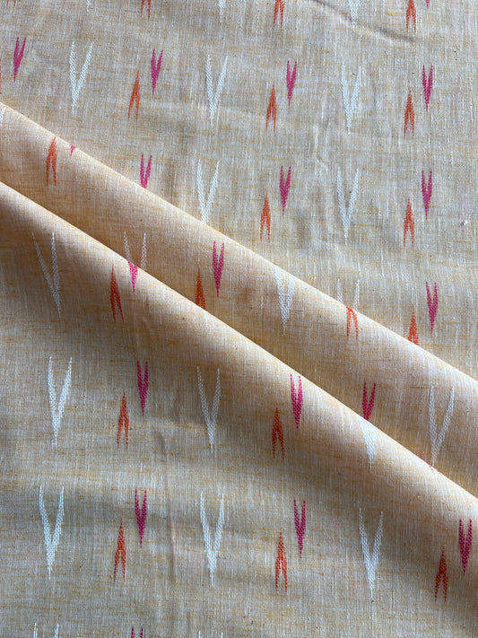 Lemon Self Weaved Cotton Ikat Fabric