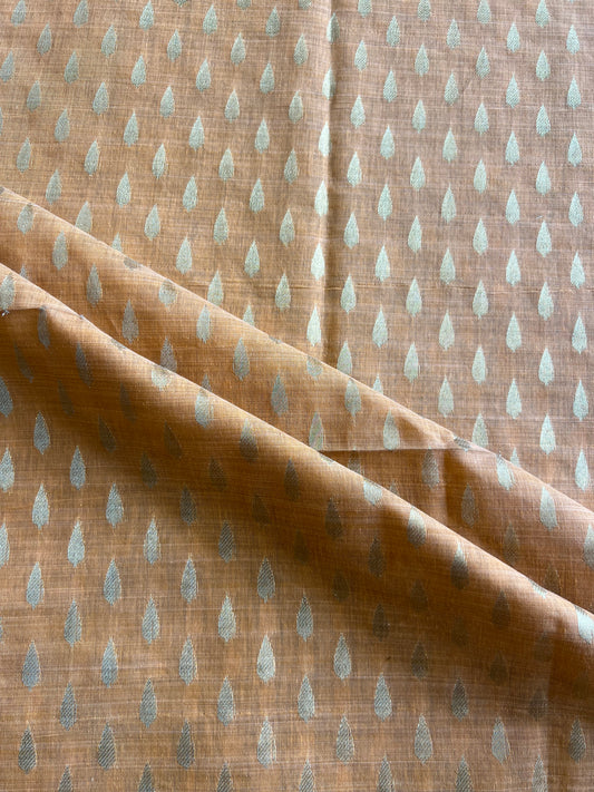 Orange Self Weaved Chanderi Fabric