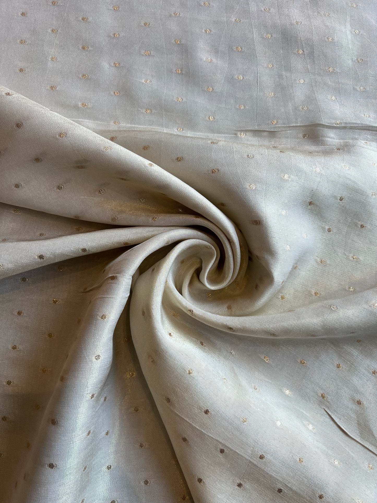 Dots Weaved Golden Tissue Fabric