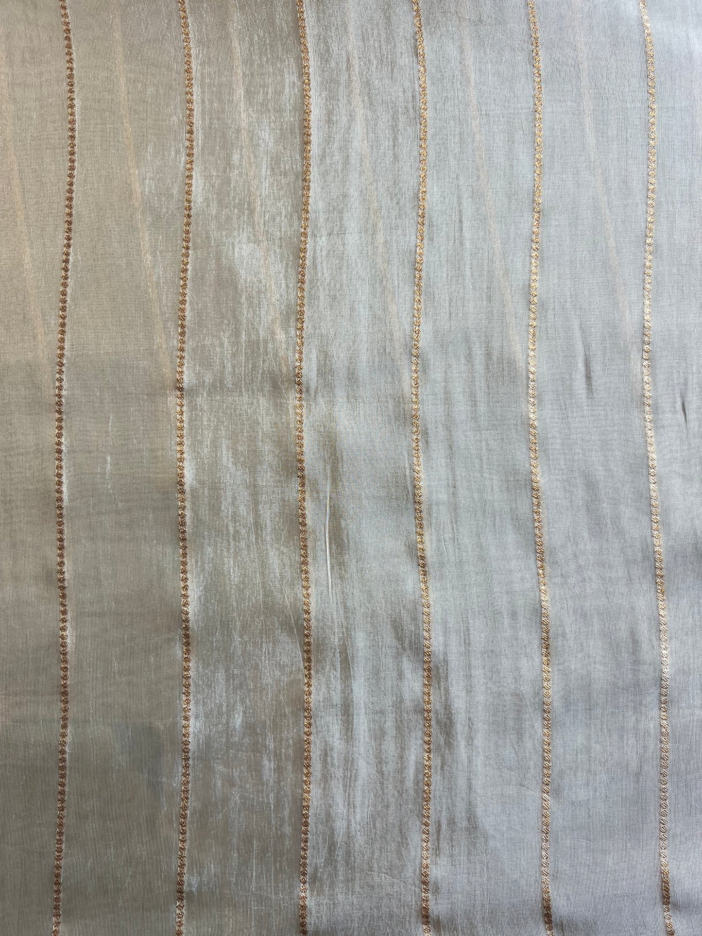 Stripes Weaved Golden Tissue Fabric