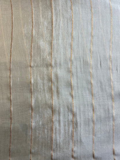 Stripes Weaved Golden Tissue Fabric