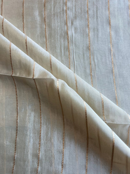 Stripes Weaved Golden Tissue Fabric