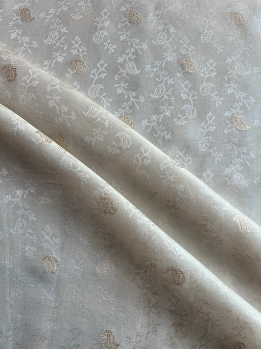 Jaal Weaved Golden Tissue Fabric