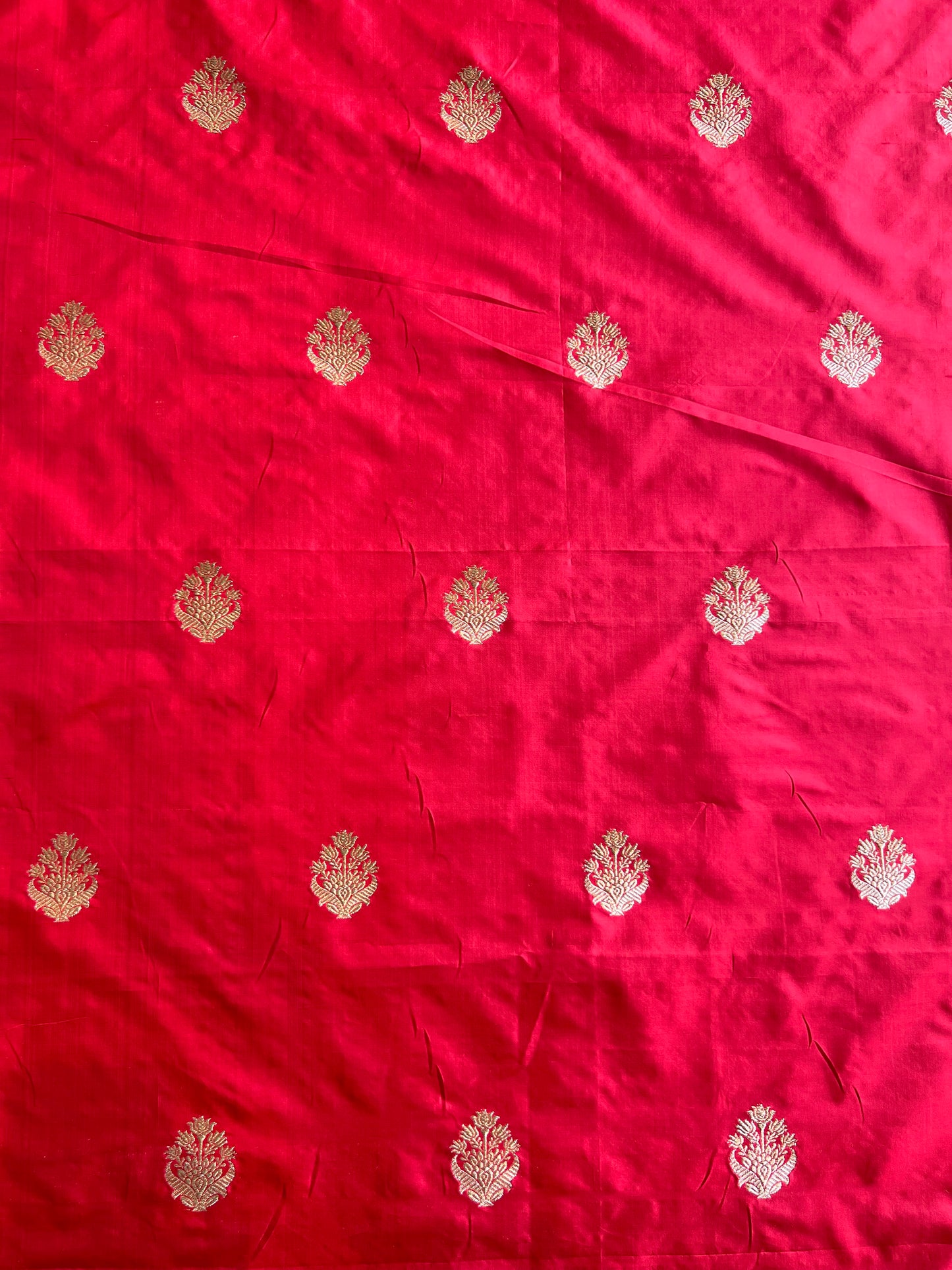 Red Weaved Pure Silk Fabric