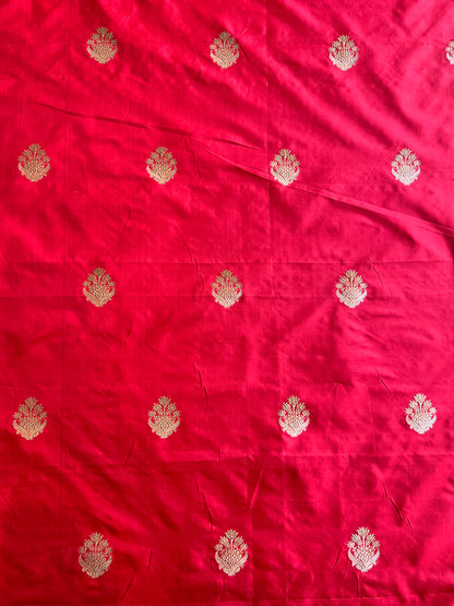 Red Weaved Pure Silk Fabric