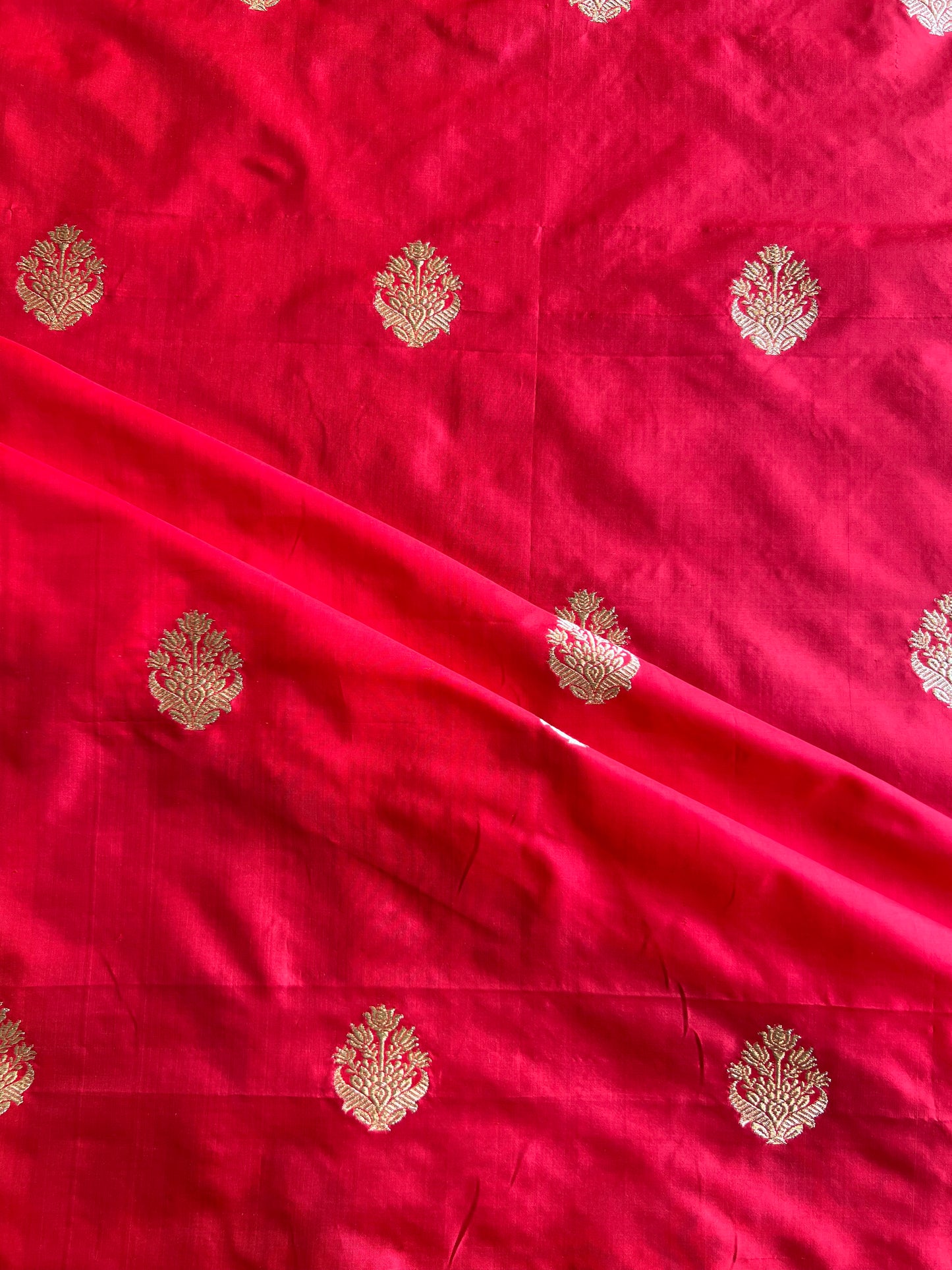 Red Weaved Pure Silk Fabric