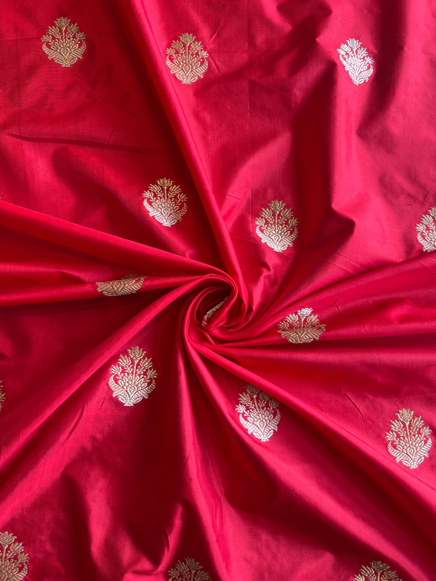 Red Weaved Pure Silk Fabric