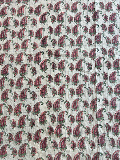 Lemon Paisley Block Printed Cotton Fabric