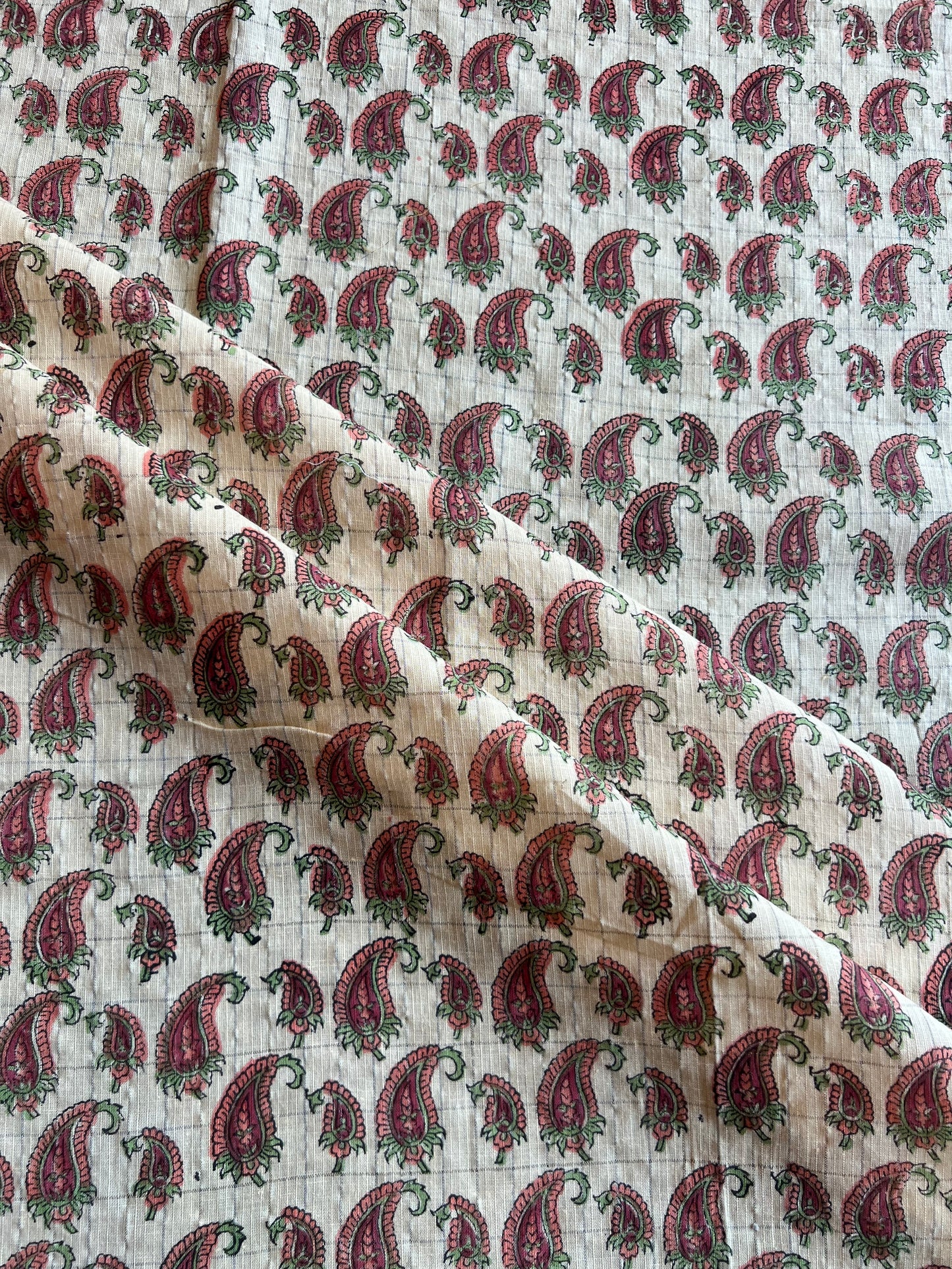 Lemon Paisley Block Printed Cotton Fabric