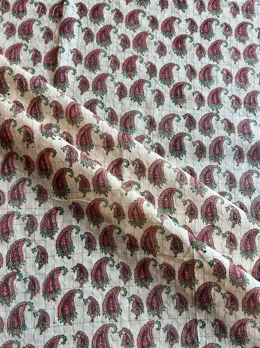 Lemon Paisley Block Printed Cotton Fabric