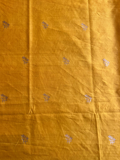 Yellow Weaved Pure Silk Fabric