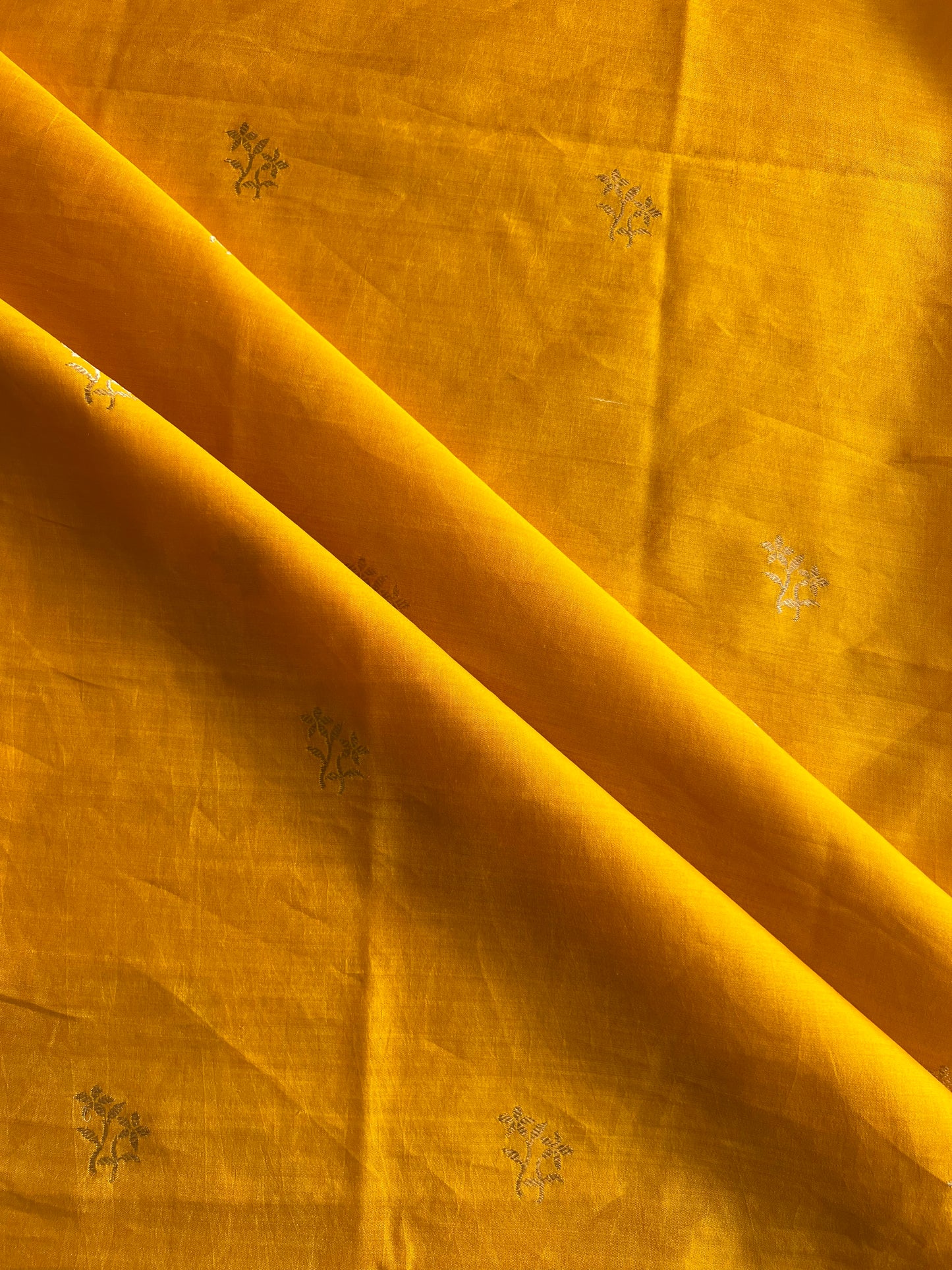 Yellow Weaved Pure Silk Fabric