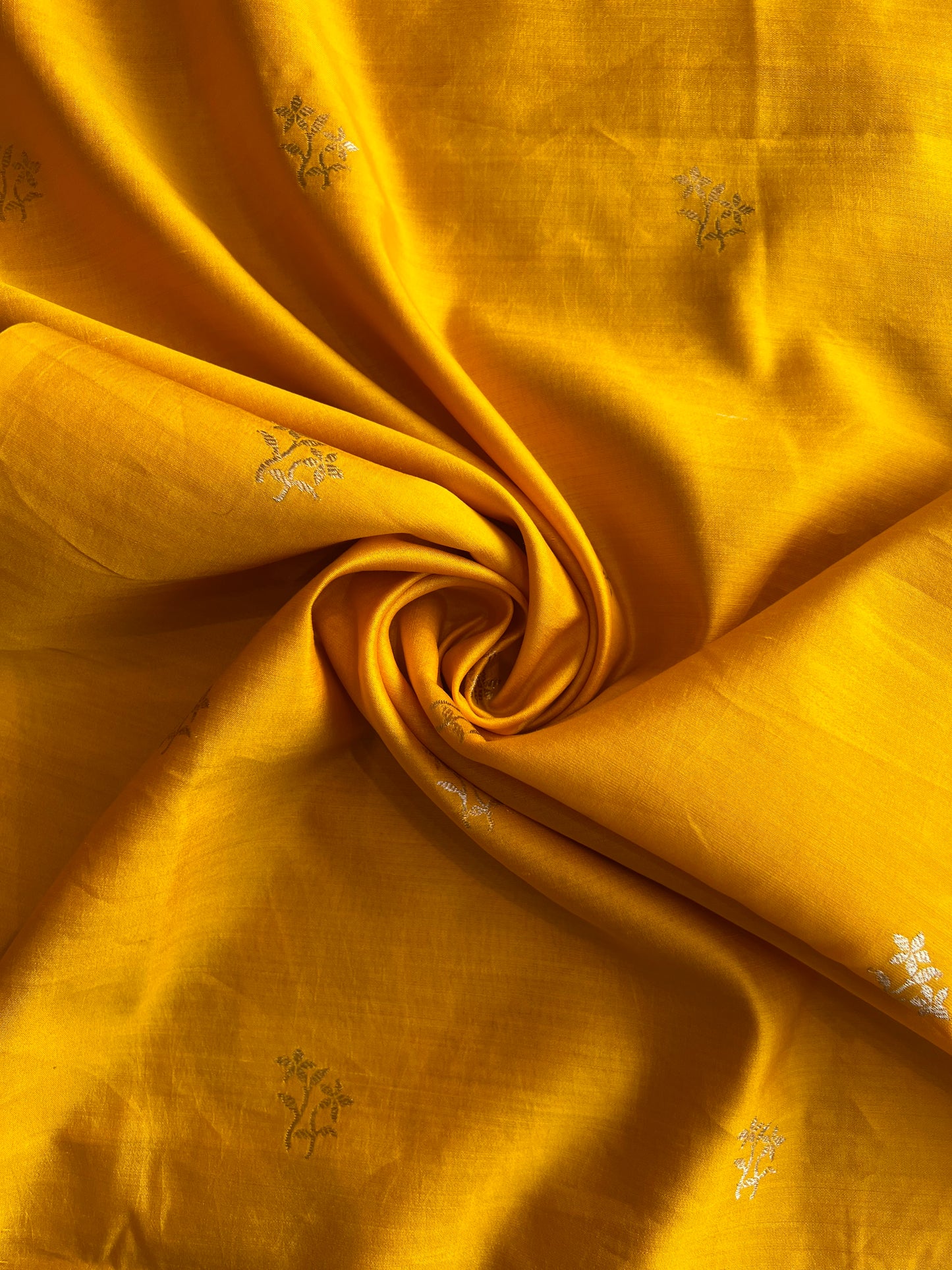 Yellow Weaved Pure Silk Fabric