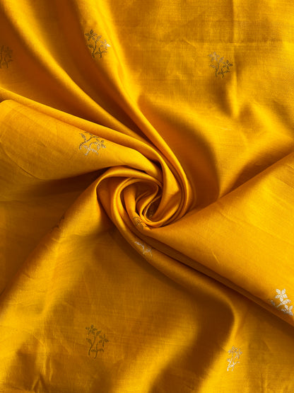 Yellow Weaved Pure Silk Fabric